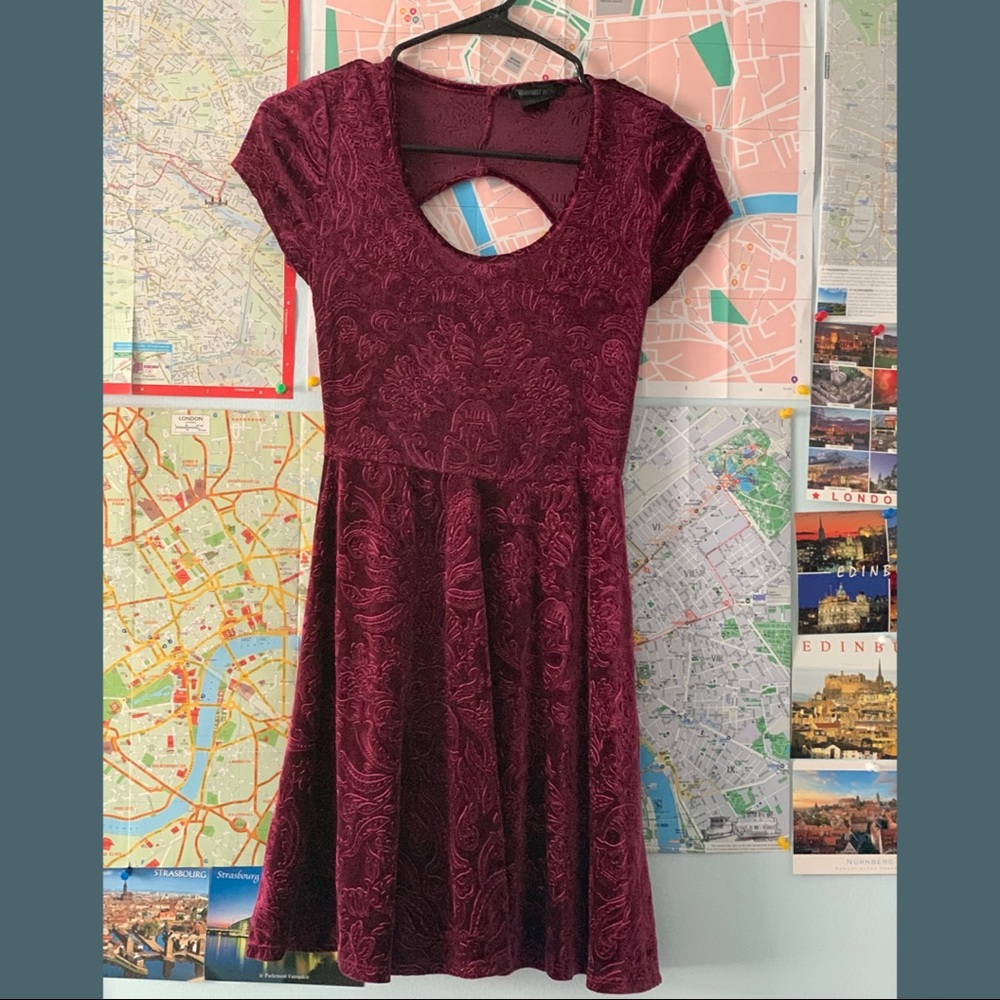 Skull Pattern Velvet Skater Dress